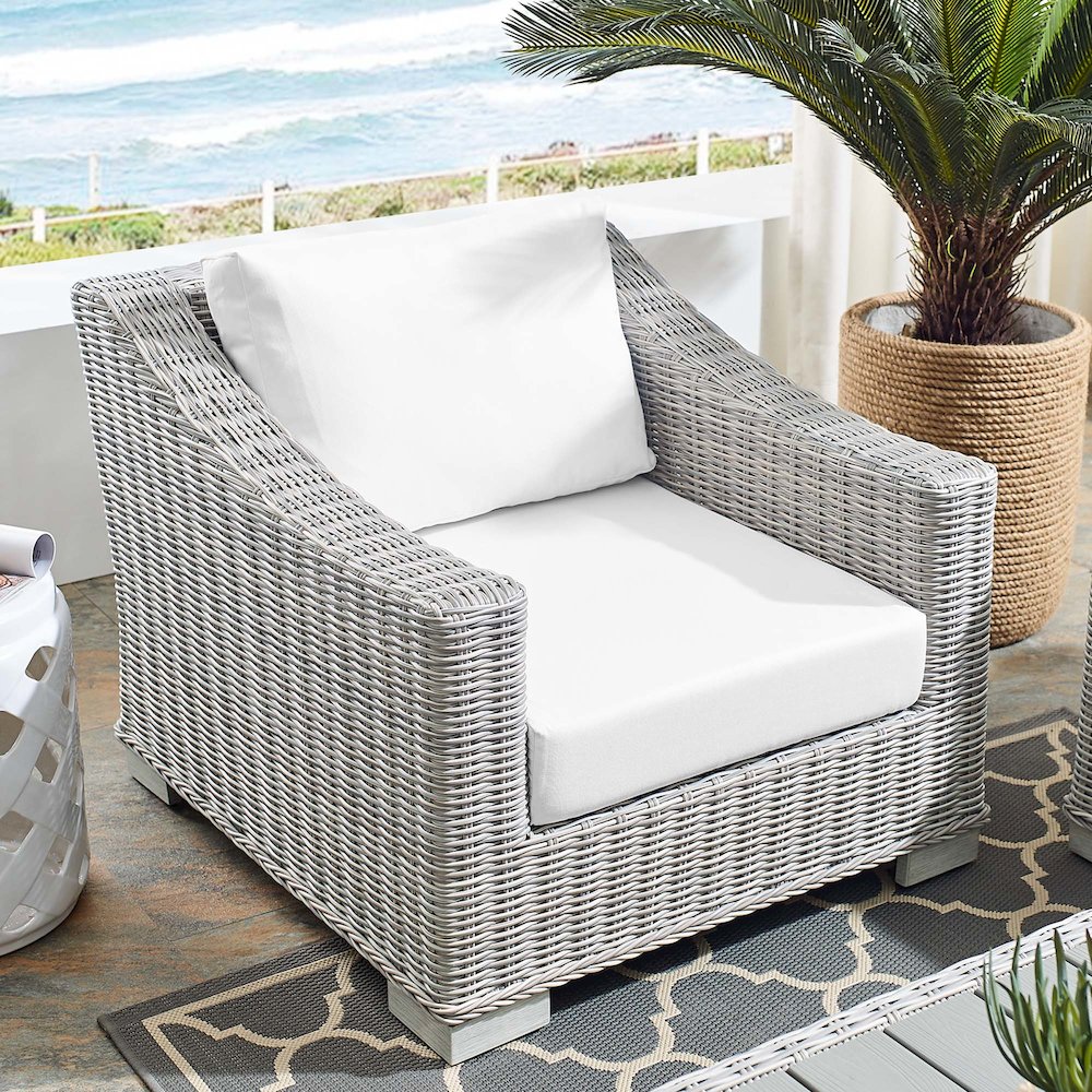 Conway Sunbrella Outdoor Patio Wicker Rattan Armchair. Picture 8