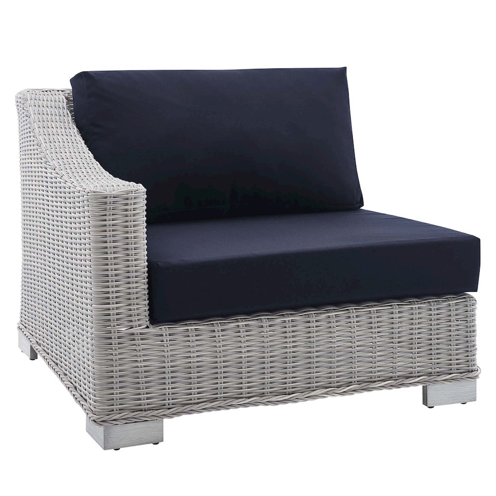 Conway Sunbrella Outdoor Patio Wicker Rattan Left-Arm Chair. Picture 1