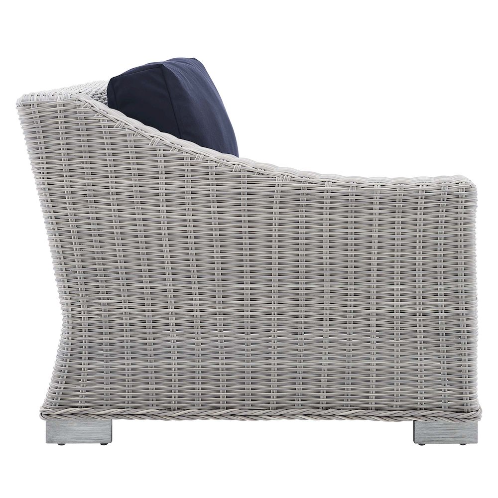Conway Sunbrella Outdoor Patio Wicker Rattan Left-Arm Chair. Picture 4