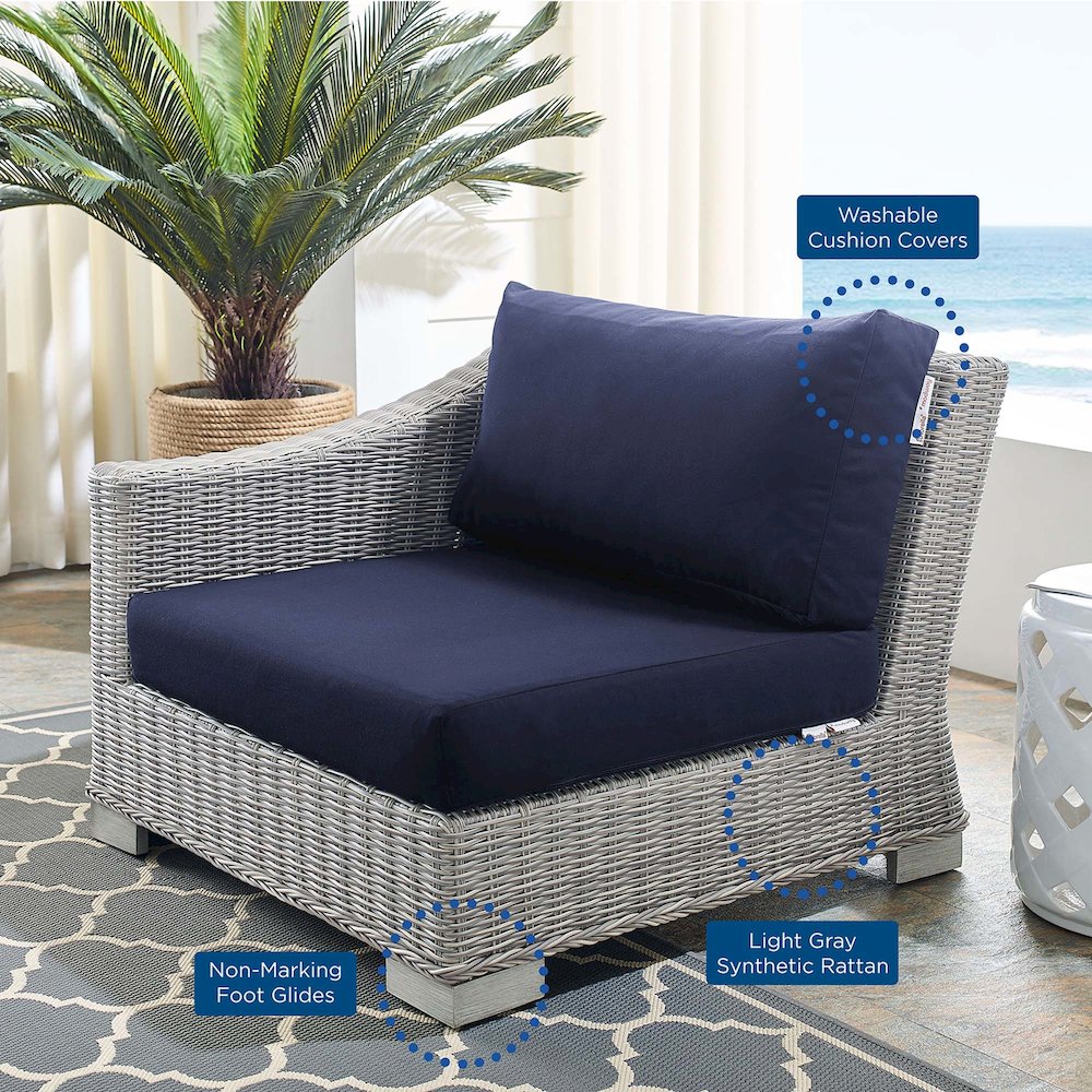 Conway Sunbrella Outdoor Patio Wicker Rattan Left-Arm Chair. Picture 2