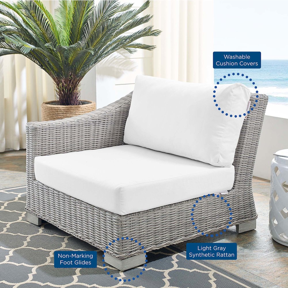 Conway Sunbrella Outdoor Patio Wicker Rattan Left-Arm Chair. Picture 2