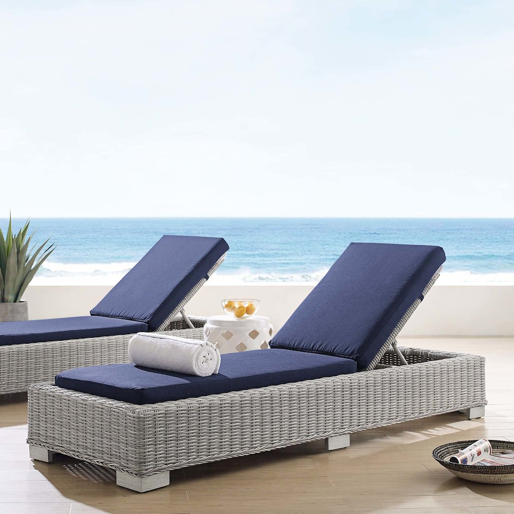 Conway Sunbrella Outdoor Patio Wicker Rattan Chaise Lounge. Picture 9