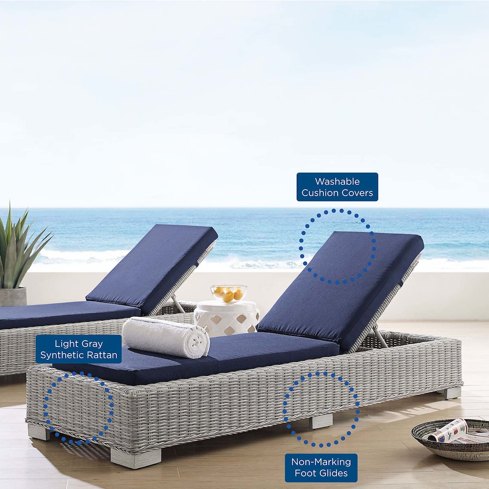 Conway Sunbrella Outdoor Patio Wicker Rattan Chaise Lounge. Picture 3