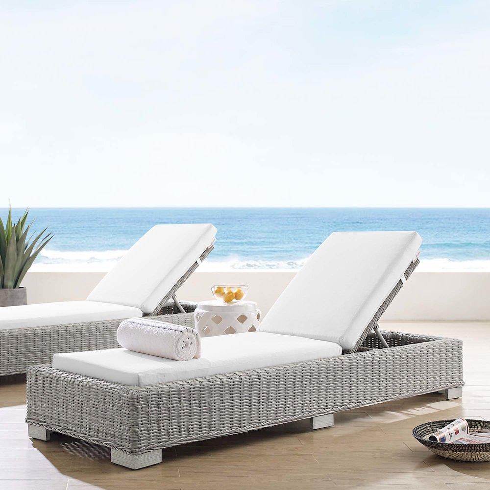 Conway Sunbrella Outdoor Patio Wicker Rattan Chaise Lounge. Picture 9