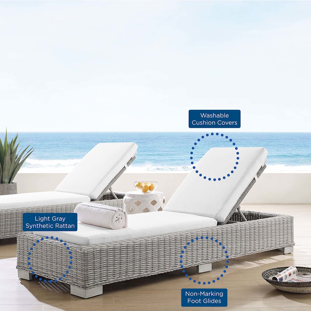 Conway Sunbrella Outdoor Patio Wicker Rattan Chaise Lounge. Picture 3