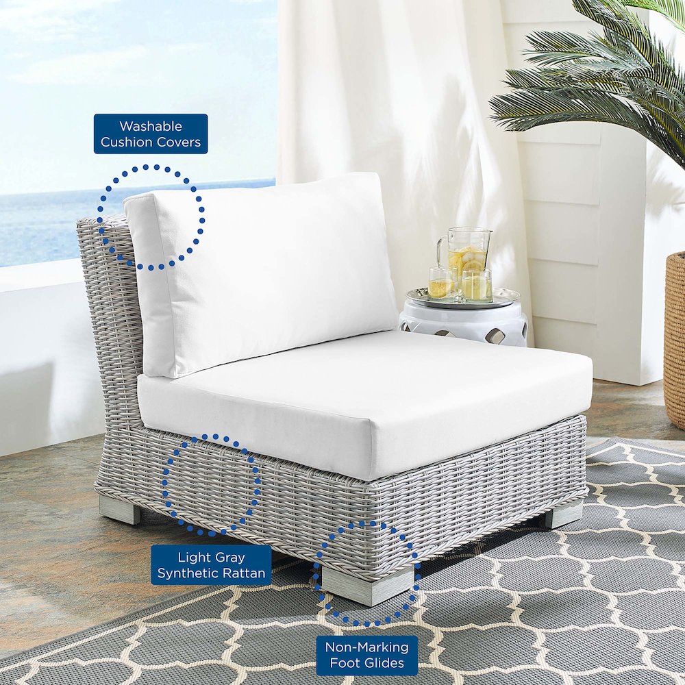 Conway Sunbrella Outdoor Patio Wicker Rattan Armless Chair. Picture 7