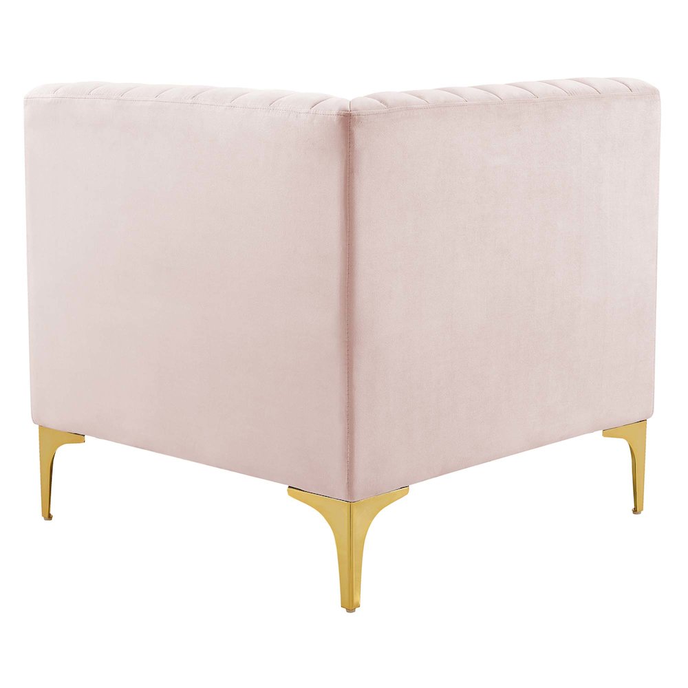 Triumph Channel Tufted Performance Velvet Sectional Sofa Corner Chair. Picture 2