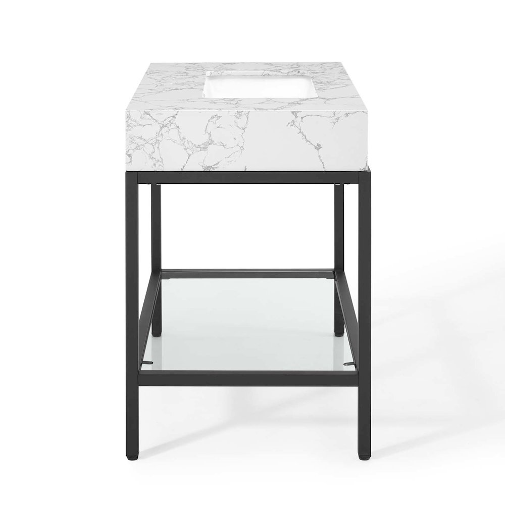 Kingsley 36" Black Stainless Steel Bathroom Vanity. Picture 3