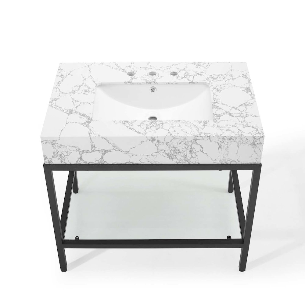 Kingsley 36" Black Stainless Steel Bathroom Vanity. Picture 4