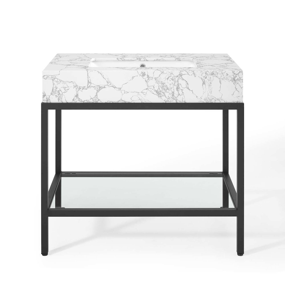 Kingsley 36" Black Stainless Steel Bathroom Vanity. Picture 5