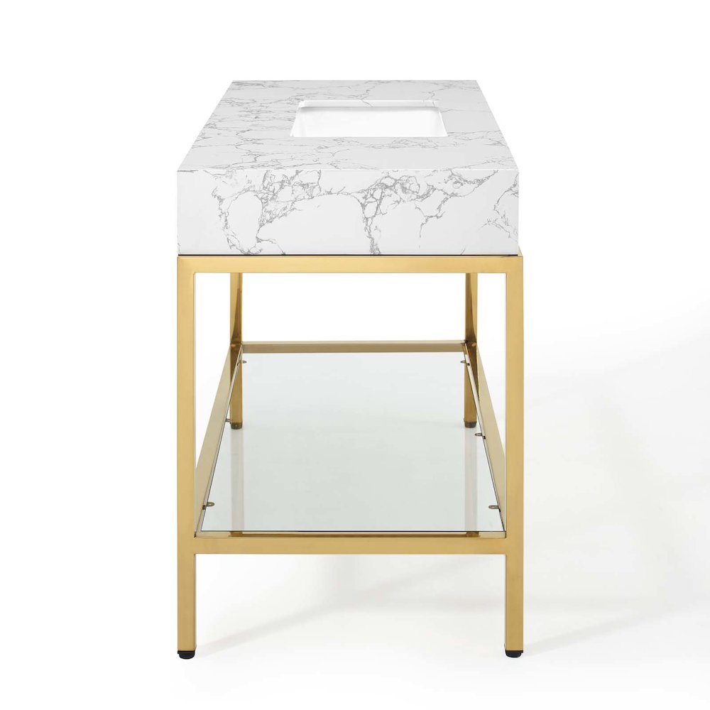 Kingsley 50" Gold Stainless Steel Bathroom Vanity. Picture 3