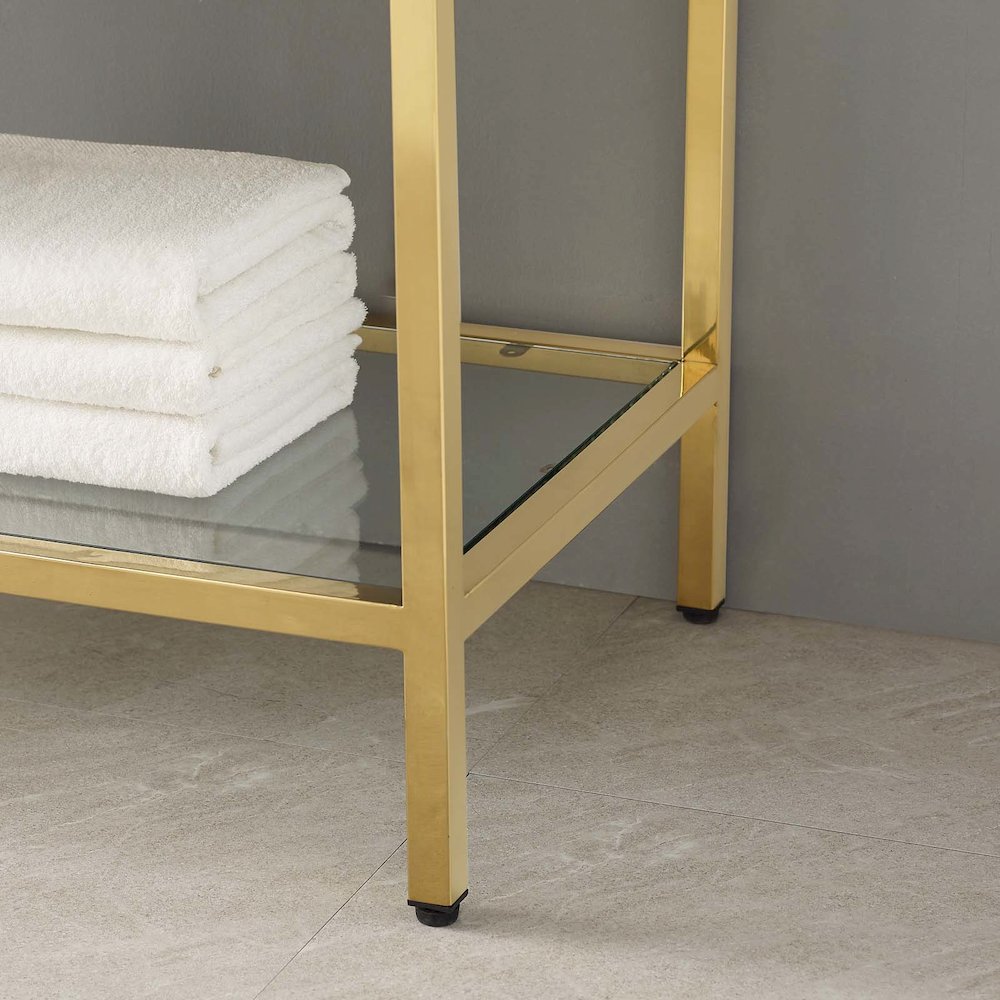 Kingsley 50" Gold Stainless Steel Bathroom Vanity. Picture 10