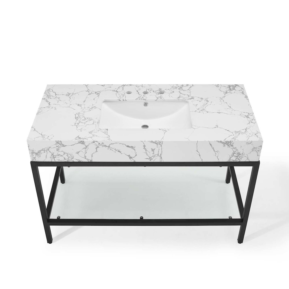 Kingsley 50" Black Stainless Steel Bathroom Vanity. Picture 3