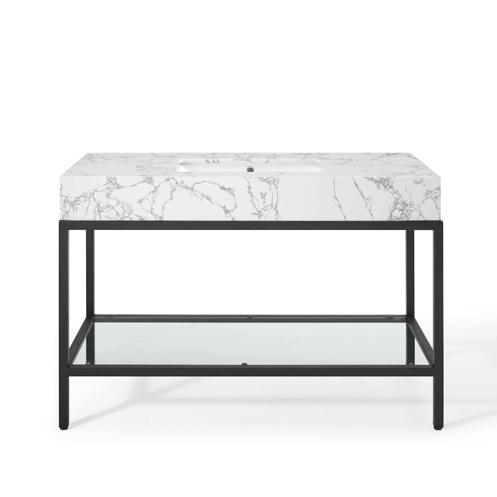 Kingsley 50" Black Stainless Steel Bathroom Vanity. Picture 4