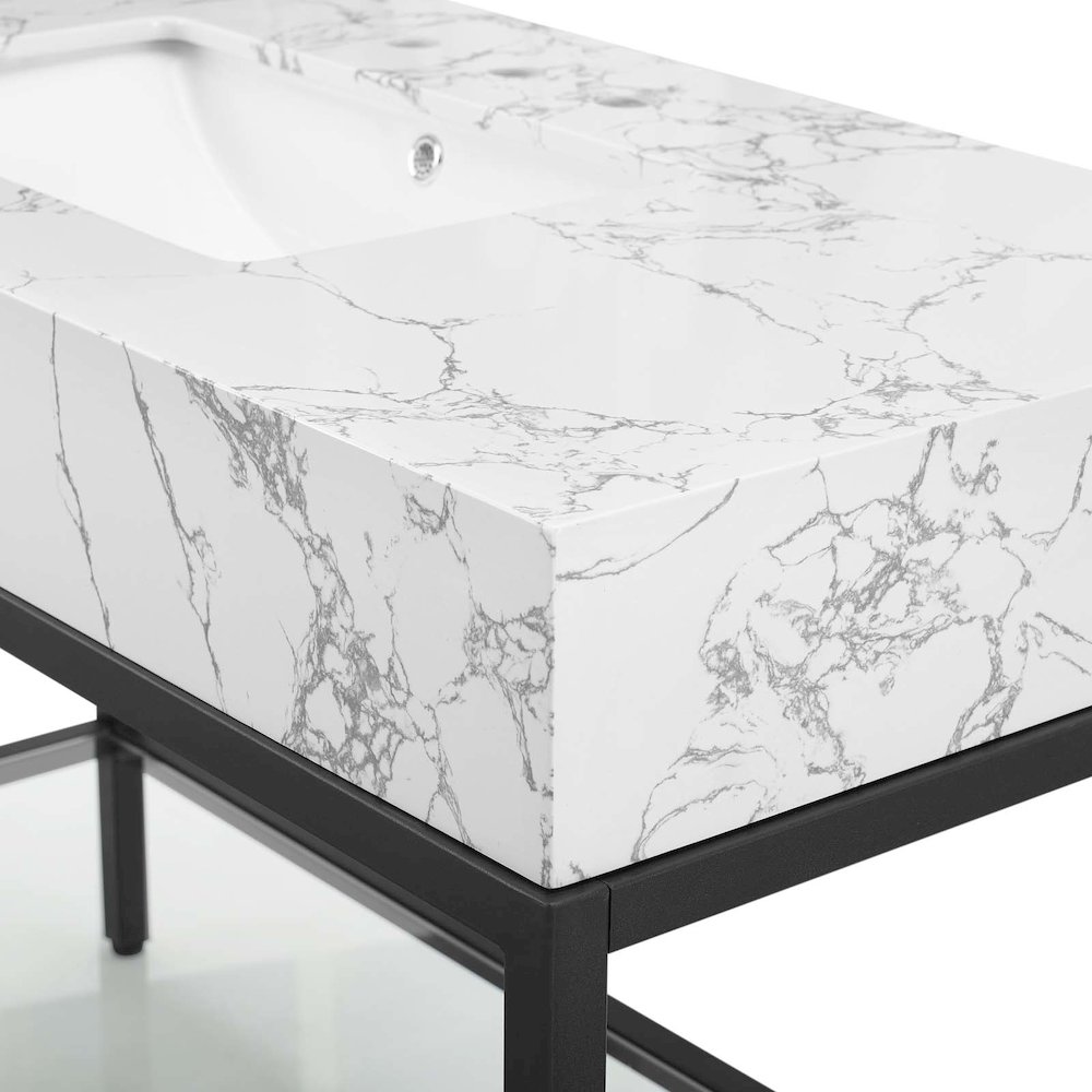 Kingsley 50" Black Stainless Steel Bathroom Vanity. Picture 6