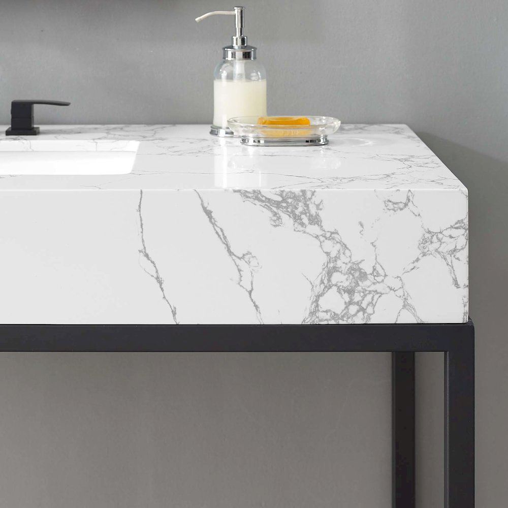 Kingsley 50" Black Stainless Steel Bathroom Vanity. Picture 10