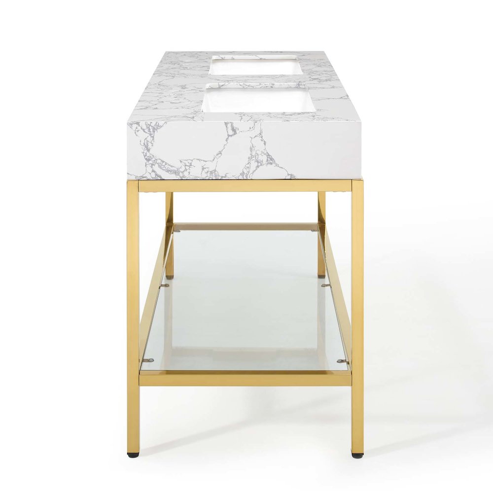 Kingsley 60" Gold Stainless Steel Bathroom Vanity. Picture 2