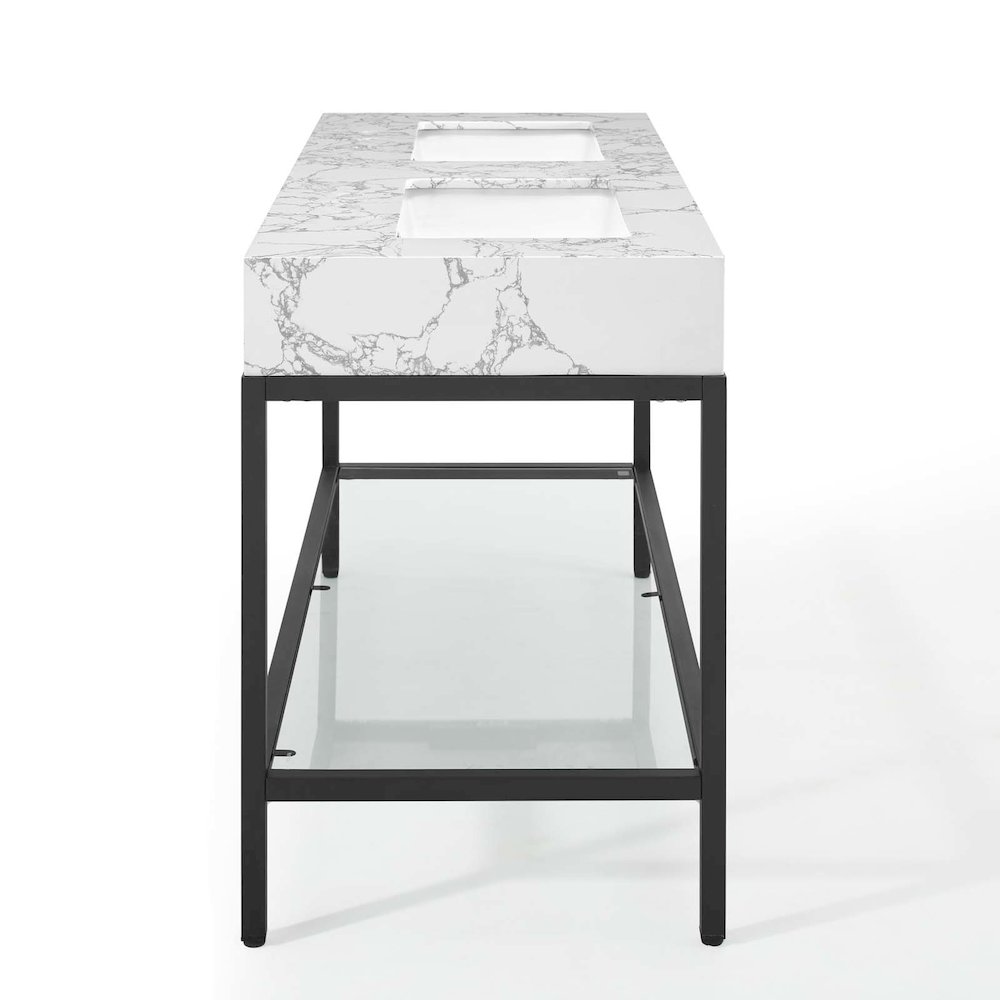 Kingsley 60" Black Stainless Steel Bathroom Vanity. Picture 2