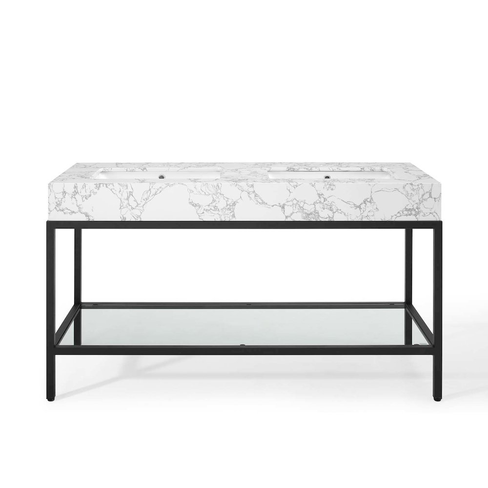 Kingsley 60" Black Stainless Steel Bathroom Vanity. Picture 4