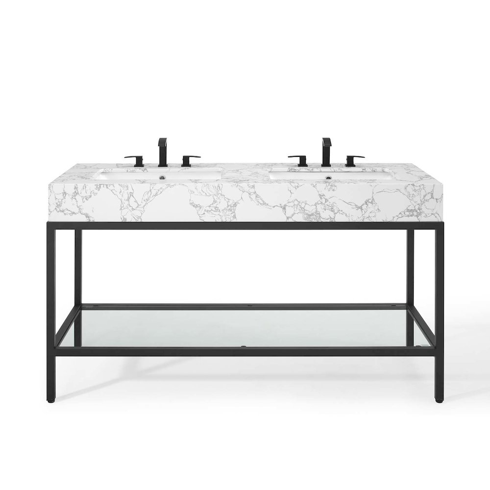 Kingsley 60" Black Stainless Steel Bathroom Vanity. Picture 5