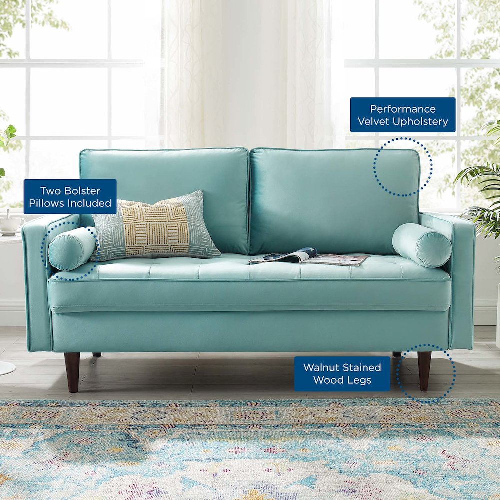 Valour Performance Velvet Loveseat. Picture 8