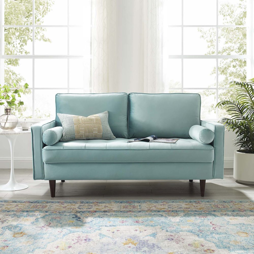 Valour Performance Velvet Loveseat. Picture 7