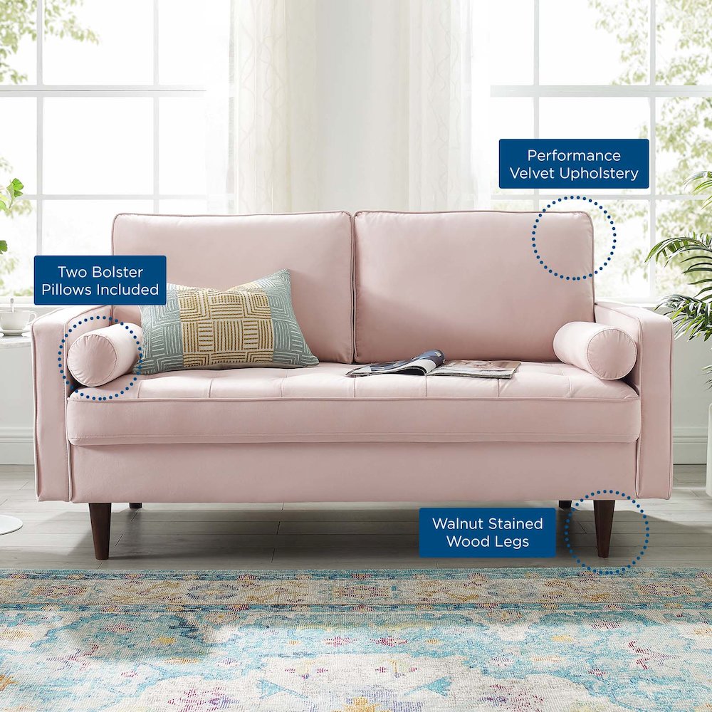 Valour Performance Velvet Loveseat. Picture 8