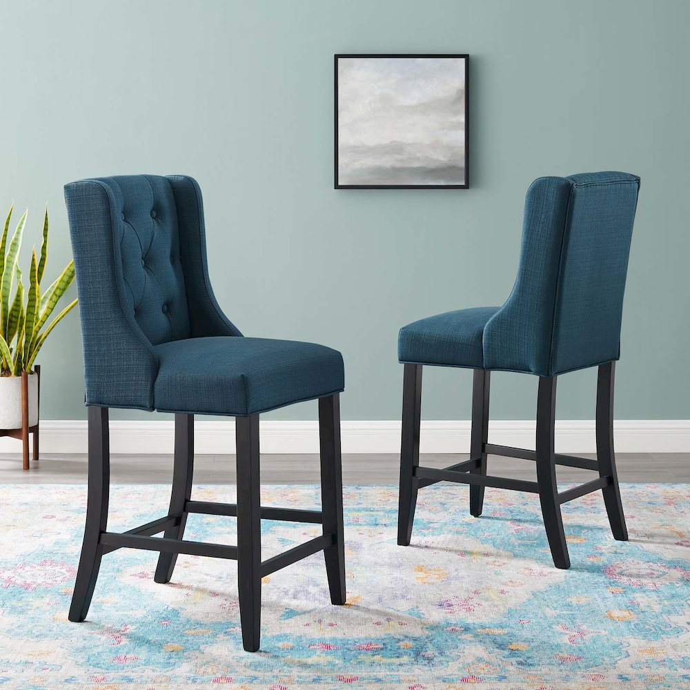 Baronet Upholstered Fabric Counter Bar Stool Set of 2. Picture 7
