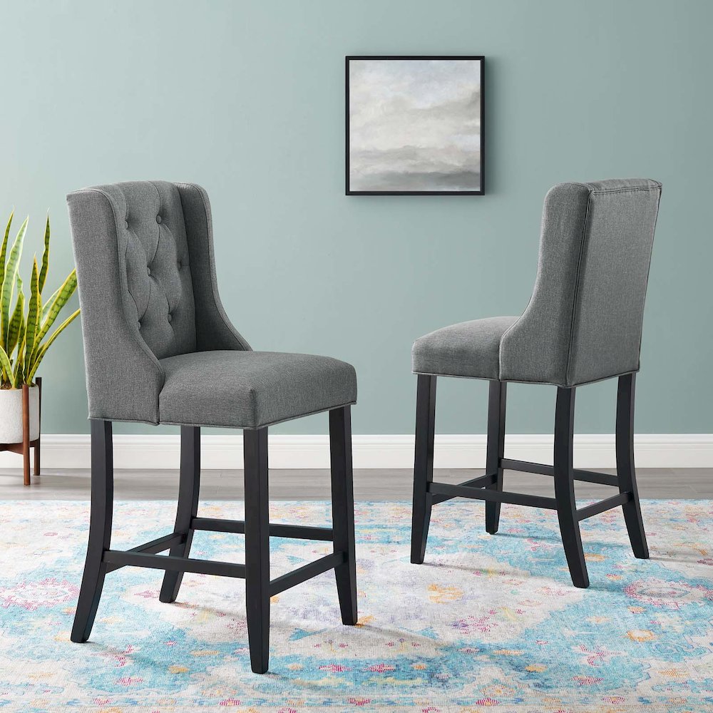 Baronet Upholstered Fabric Counter Bar Stool Set of 2. Picture 7