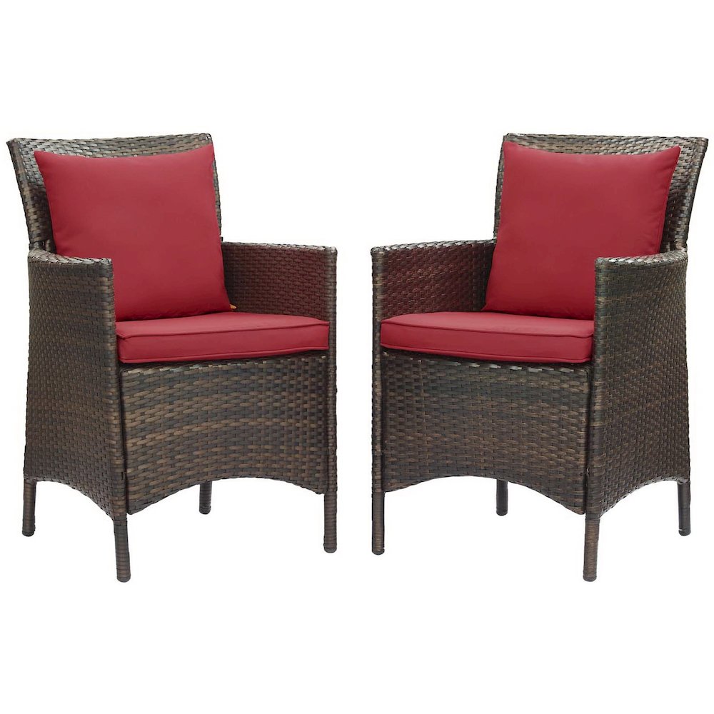 Conduit Outdoor Patio Wicker Rattan Dining Armchair Set of 2. Picture 1