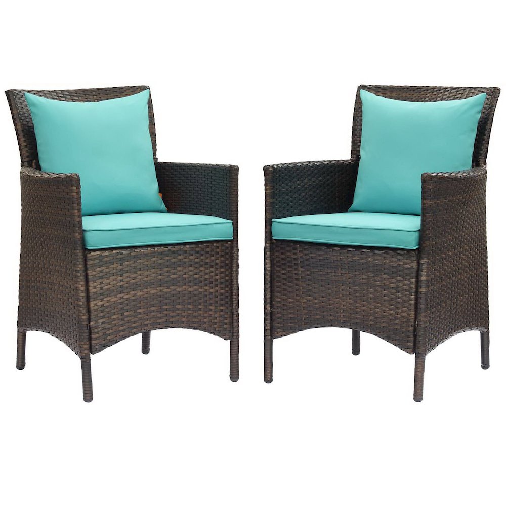 Conduit Outdoor Patio Wicker Rattan Dining Armchair Set of 2. Picture 1