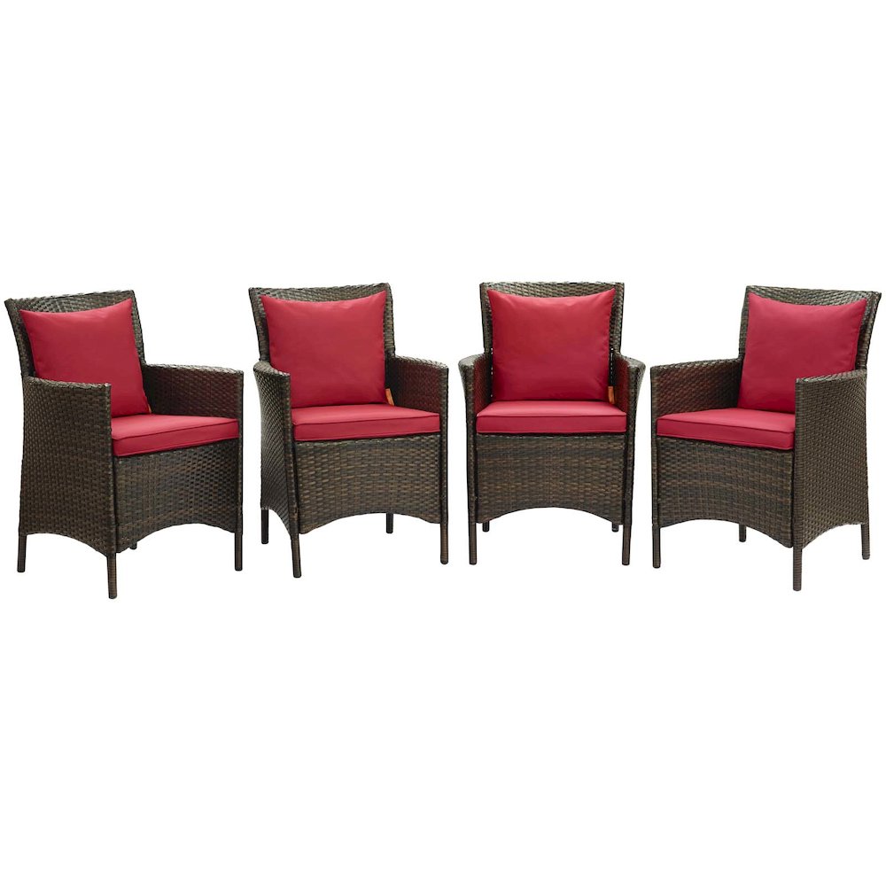 Conduit Outdoor Patio Wicker Rattan Dining Armchair Set of 4. Picture 1