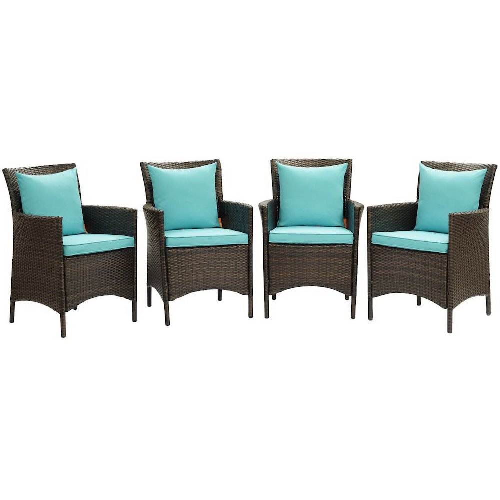 Conduit Outdoor Patio Wicker Rattan Dining Armchair Set of 4. Picture 1