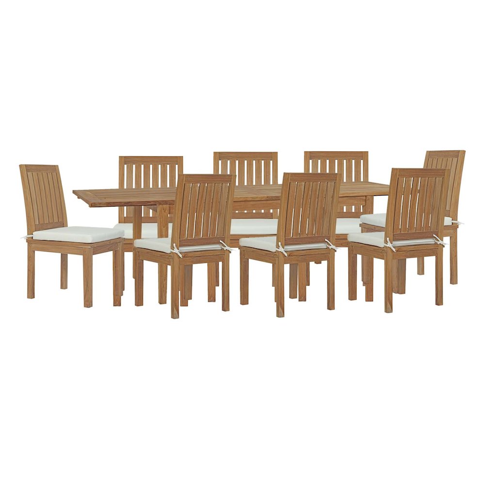 Marina 9 Piece Outdoor Patio Teak Dining Set. Picture 1