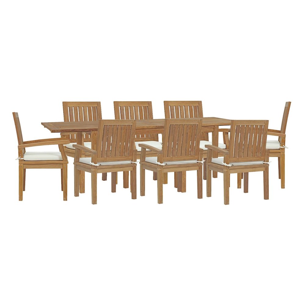 Marina 9 Piece Outdoor Patio Teak Dining Set. Picture 1