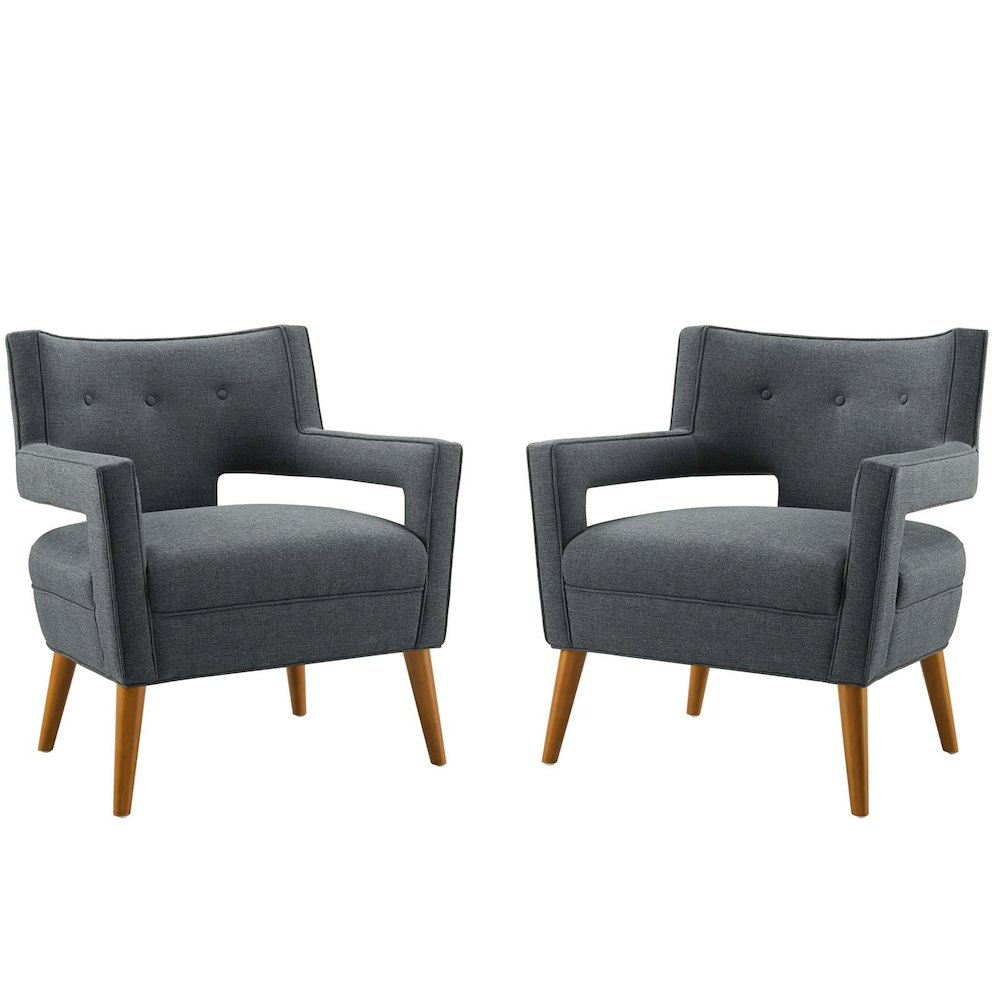 Sheer Upholstered Fabric Armchair Set of 2. Picture 1