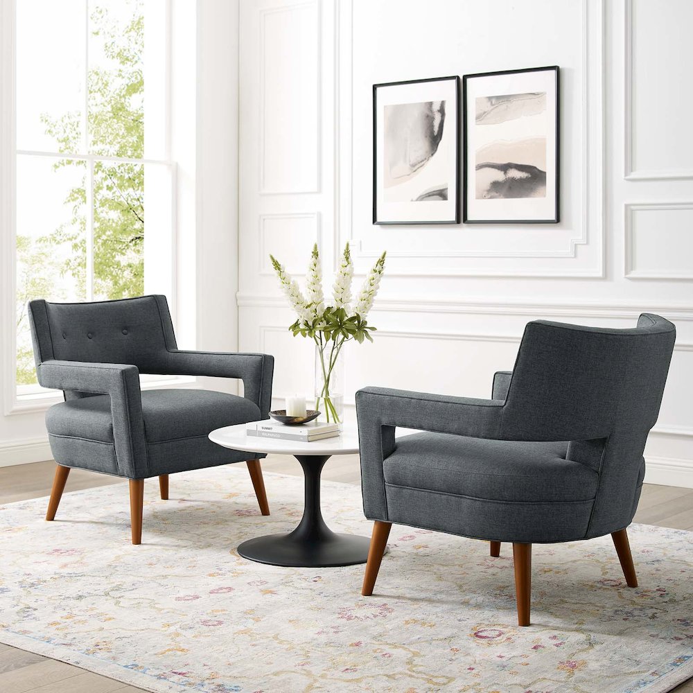 Sheer Upholstered Fabric Armchair Set of 2. Picture 4