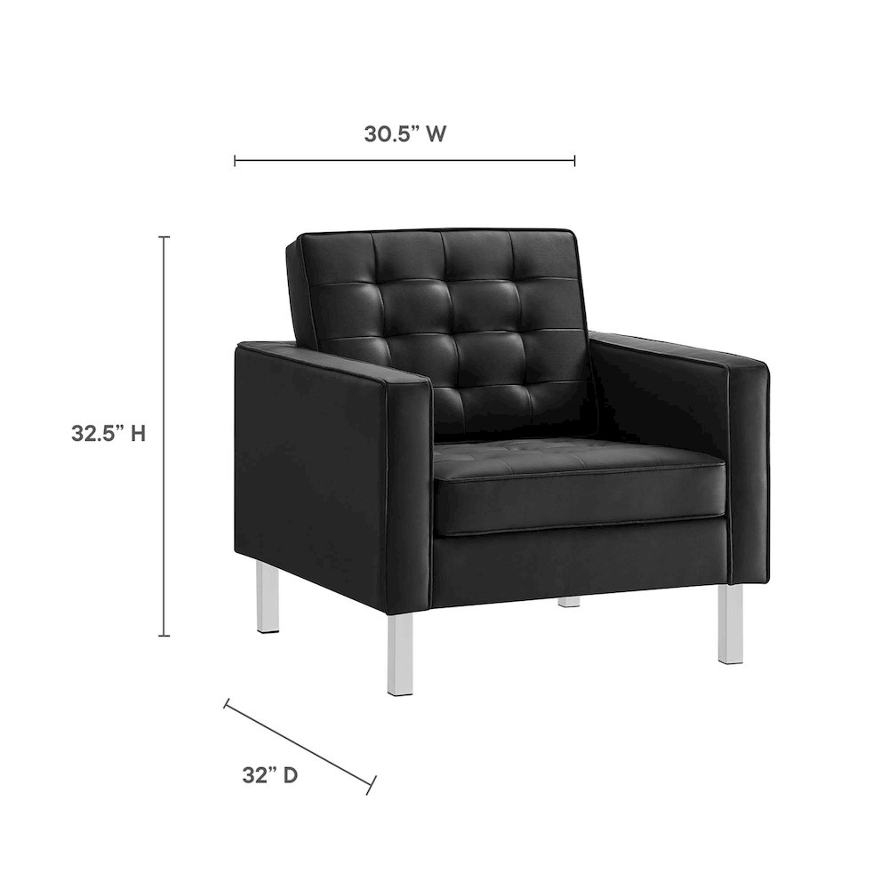 Loft Tufted Vegan Leather Armchairs Set of 2. Picture 2