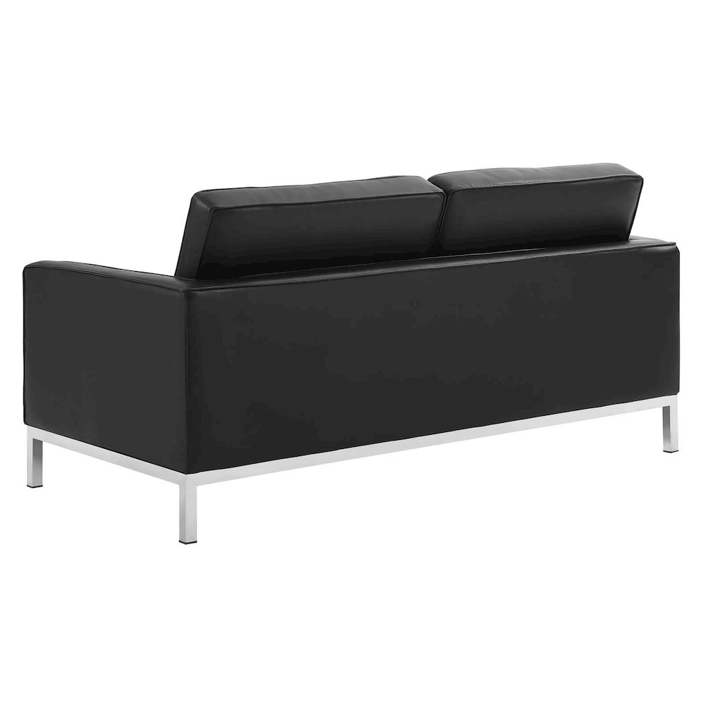 Loft Tufted Upholstered Faux Leather Loveseat and Armchair Set. Picture 3
