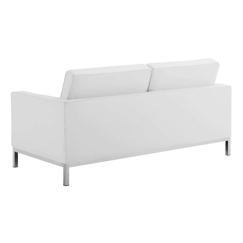 Loft Tufted Upholstered Faux Leather Loveseat and Armchair Set. Picture 3