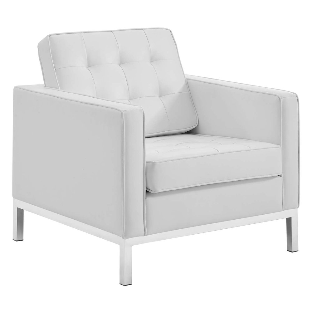 Loft Tufted Upholstered Faux Leather Loveseat and Armchair Set. Picture 4