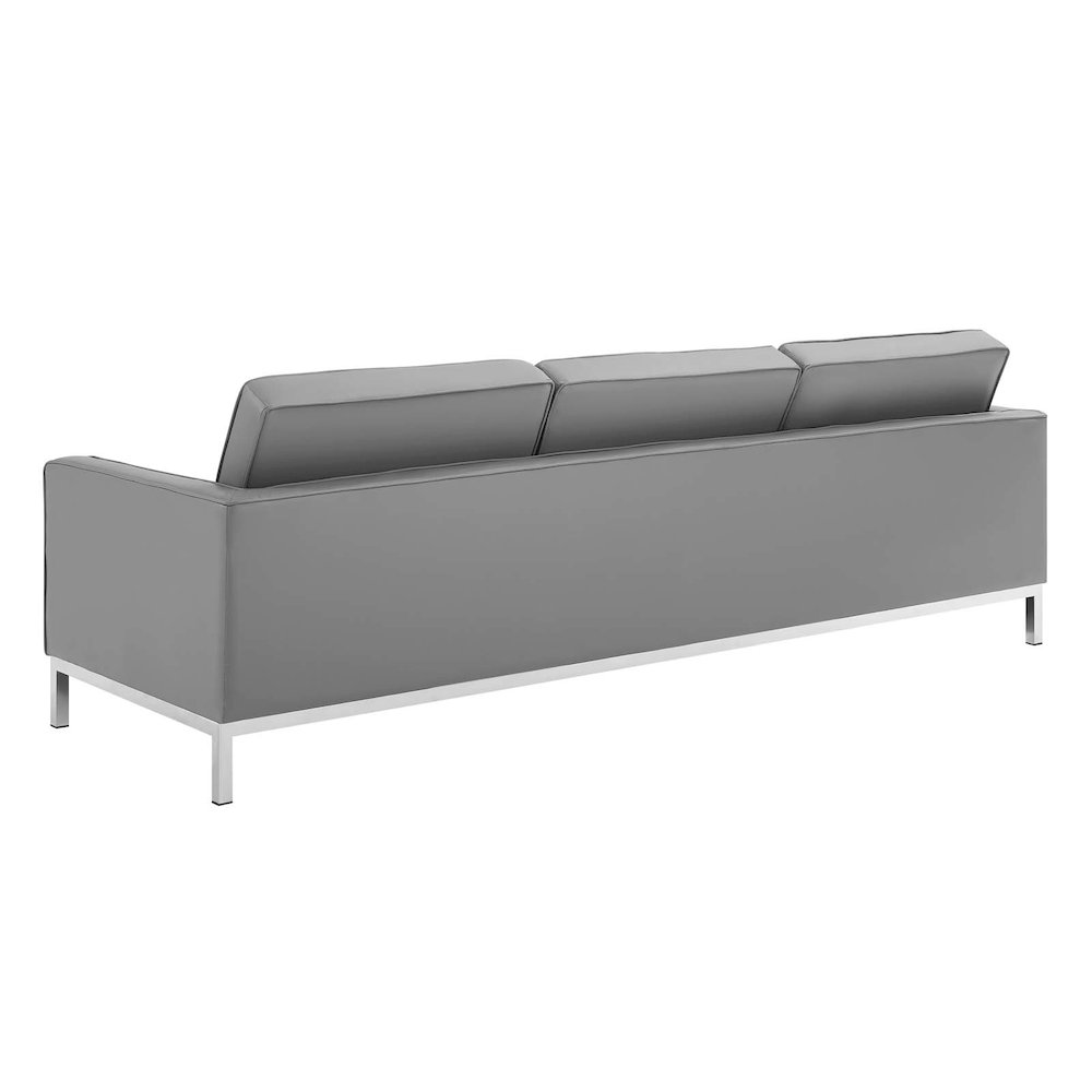 Loft Tufted Upholstered Faux Leather Sofa and Armchair Set. Picture 3