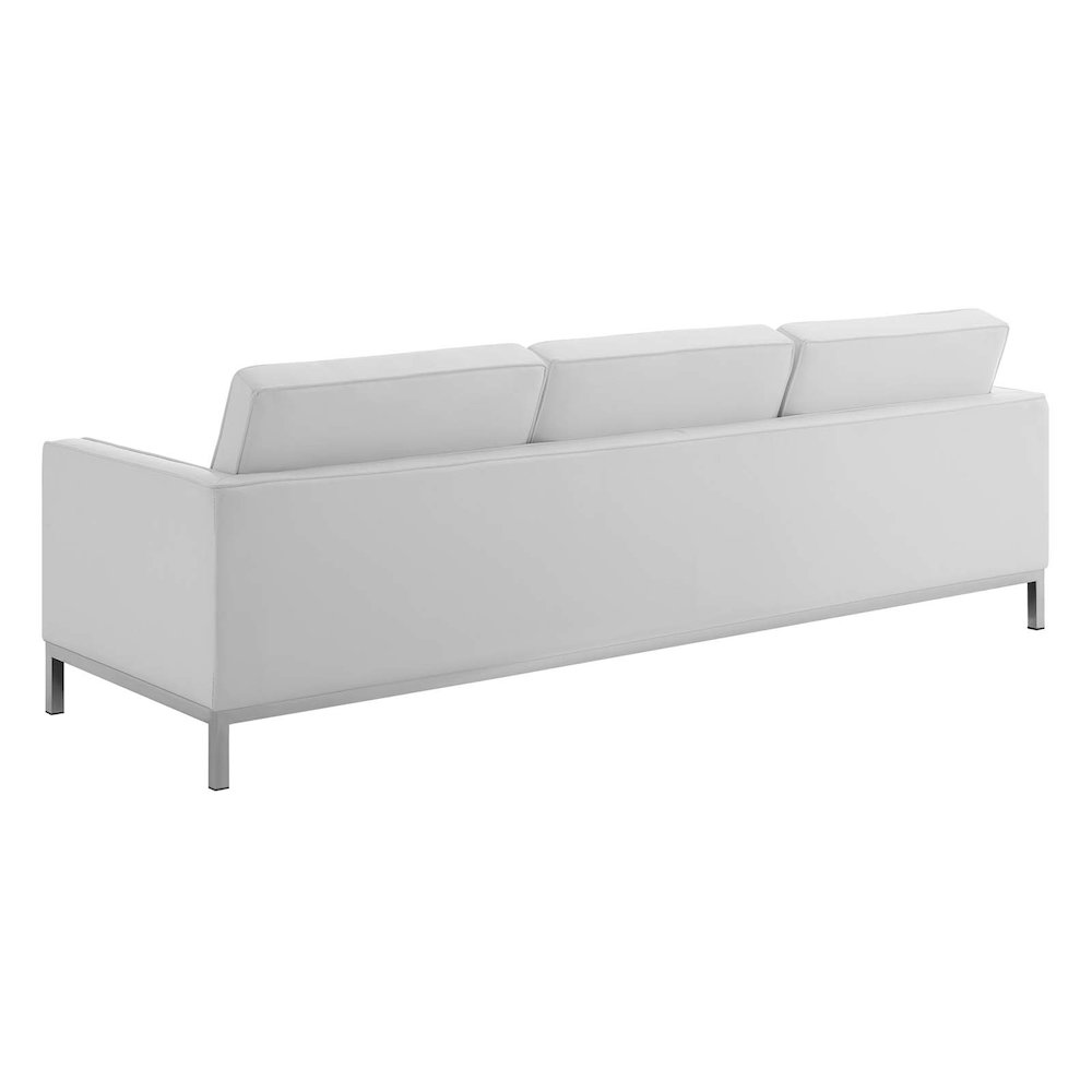 Loft Tufted Upholstered Faux Leather Sofa and Armchair Set. Picture 3