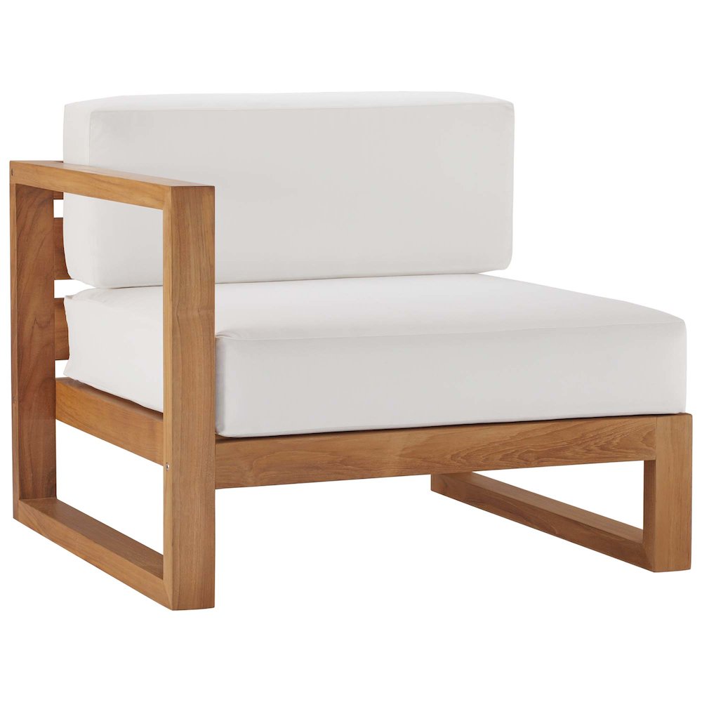 Upland Outdoor Patio Teak Wood Left-Arm Chair. Picture 1