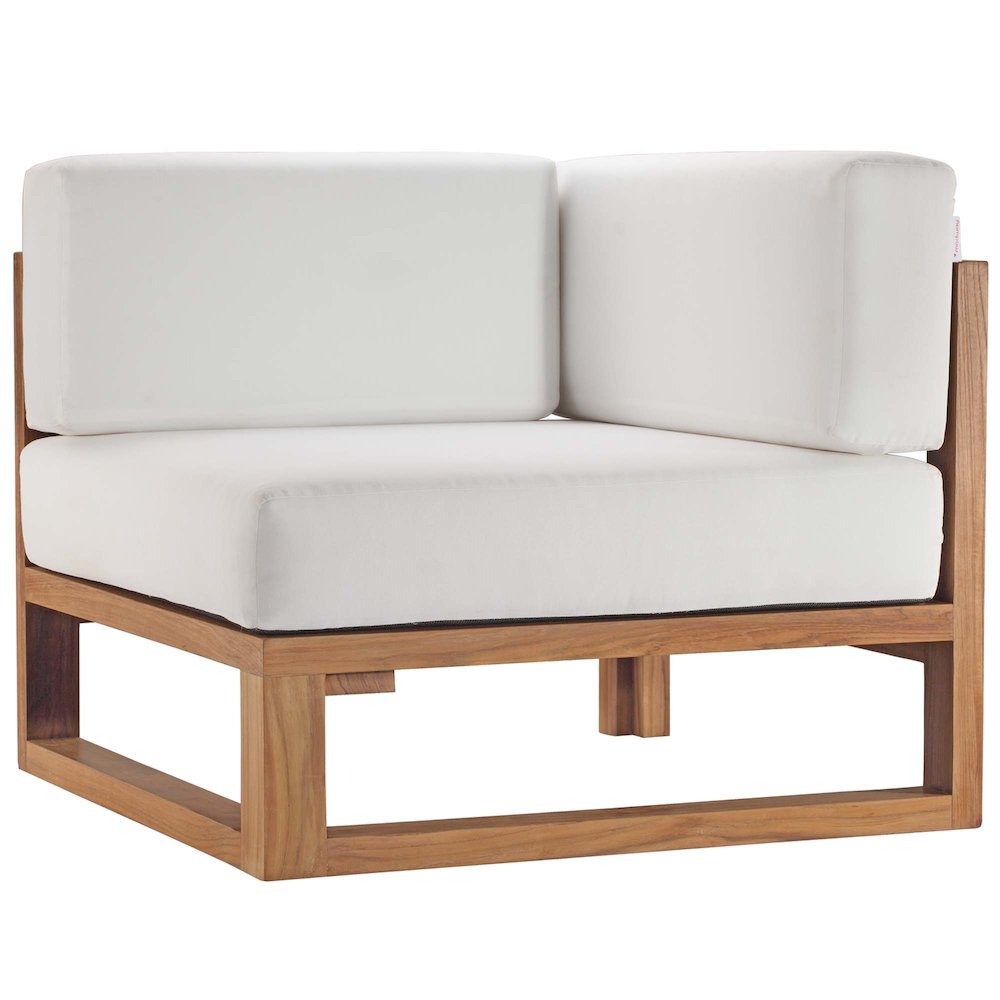 Upland Outdoor Patio Teak Wood Corner Chair. Picture 1