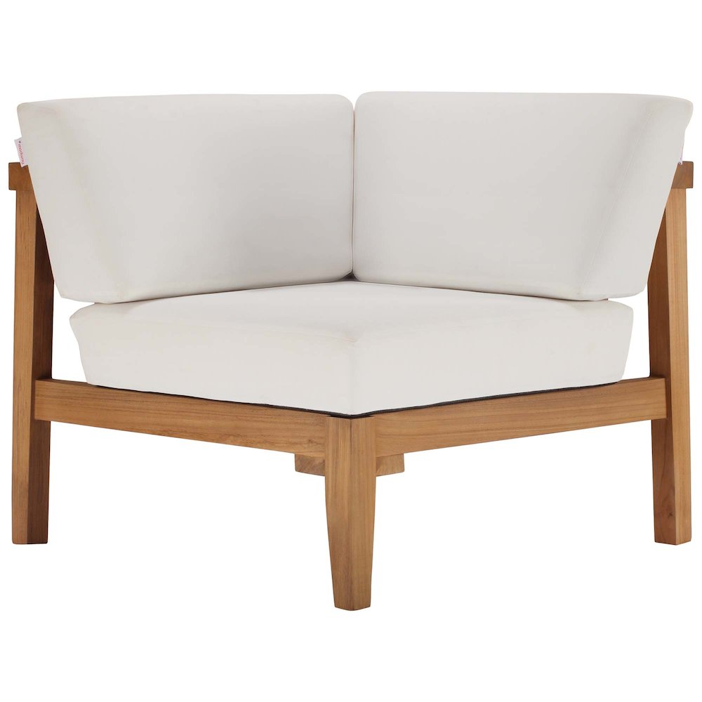 Bayport Outdoor Patio Teak Wood Corner Chair. Picture 1