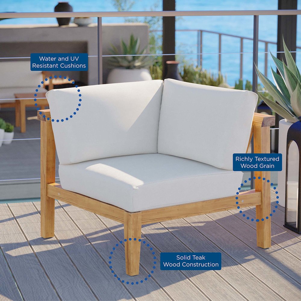 Bayport Outdoor Patio Teak Wood Corner Chair. Picture 8