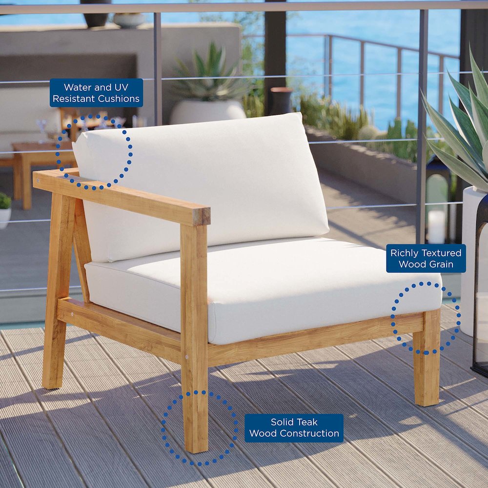 Bayport Outdoor Patio Teak Wood Left-Arm Chair. Picture 5