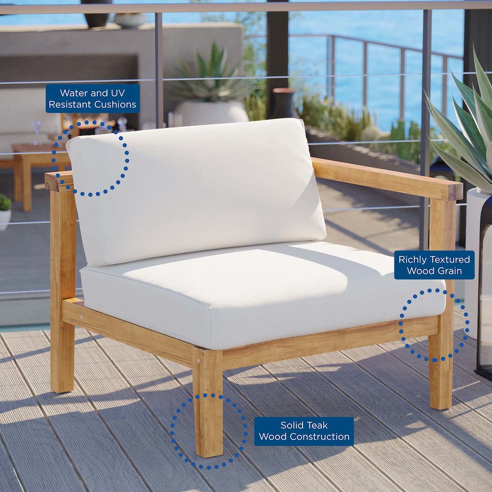 Bayport Outdoor Patio Teak Wood Right-Arm Chair. Picture 5