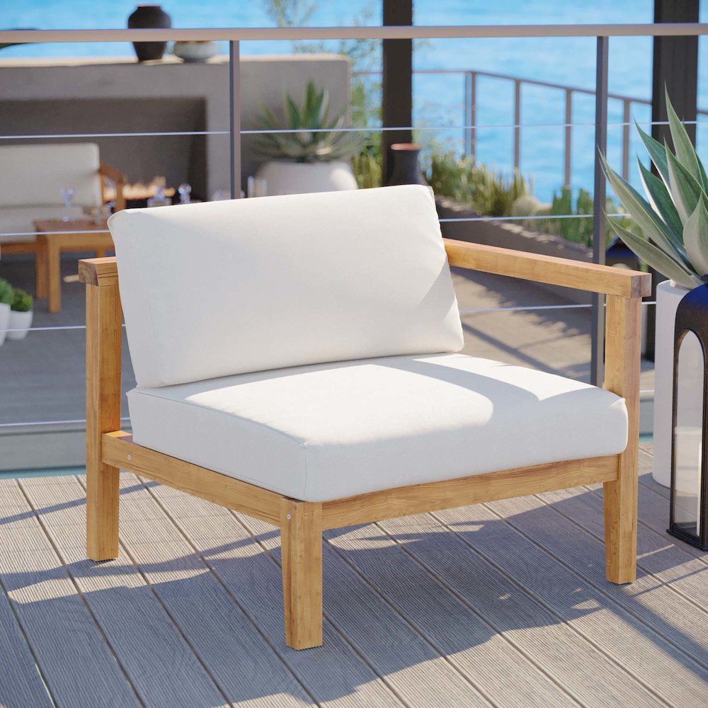 Bayport Outdoor Patio Teak Wood Right-Arm Chair. Picture 6